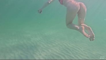 Amateur long legs perfect body girl’s relaxing underwater swimming ASMR POV